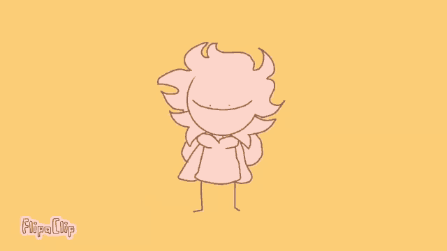a cartoon character with a pink hair and a smile on his face .