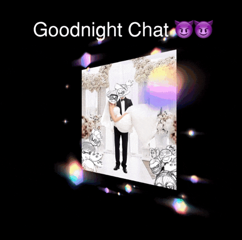 a picture of a bride and groom with the words goodnight chat on the top