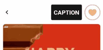 a picture of a chocolate bar with a caption button and a heart