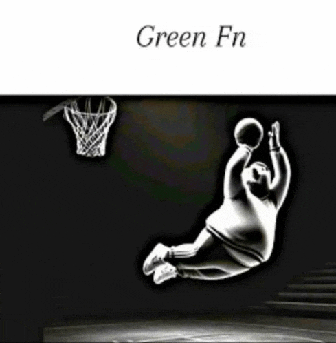 a basketball player is jumping in the air with the words green fn behind him