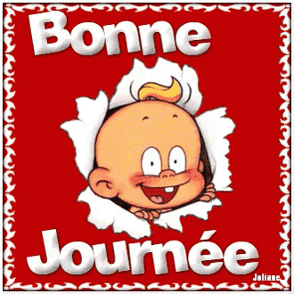 a cartoon of a baby with the words bonne journee on it