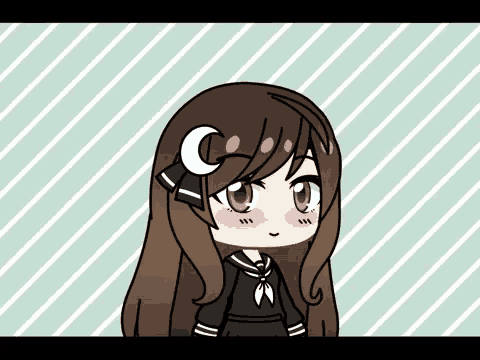 a girl with brown hair and a crescent moon in her hair