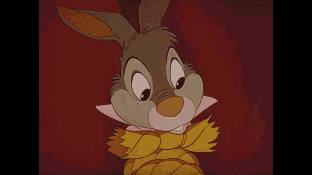 a cartoon rabbit wearing a pink bow tie
