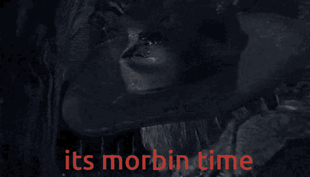 a picture of a monster with the words " its morbid time " written in red