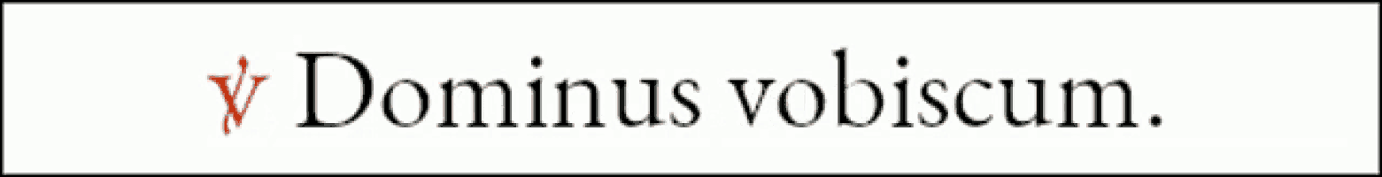 a sign that says dominus vobiscum with a cross on it