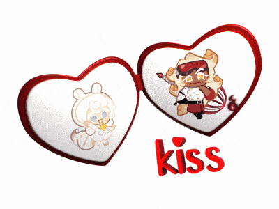 a couple of heart shaped objects with the word kiss on the bottom