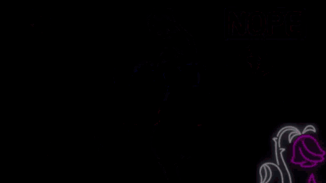 a neon sign that says nope and emote competition dark mode