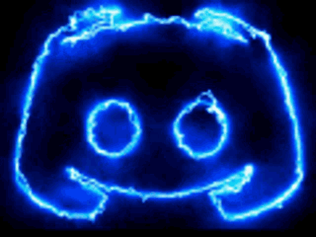 the discord logo is glowing in blue light