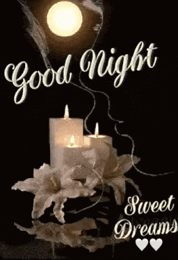 a good night sweet dreams greeting card with candles and flowers