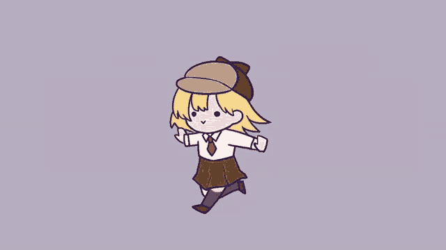 a cartoon drawing of a girl wearing a hat