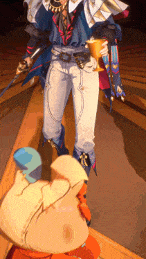 a man with a sword and a goblet in his hands