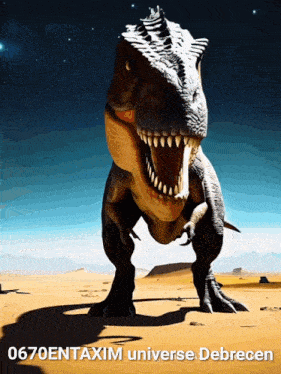 a picture of a dinosaur with the words 0670entaxim universe debrecen written below it