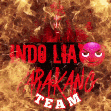a logo for the indo lia arakang team with flames behind it