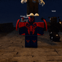 a roblox character with a spiderman costume is standing in a dark room
