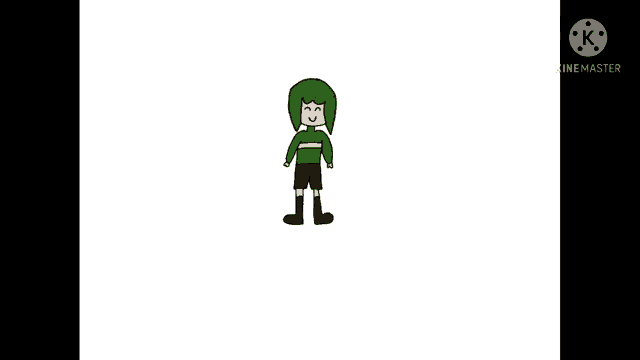 a cartoon character is standing in front of a white background and smiling .