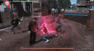 a video game is being played on a street with a sign that says pizza