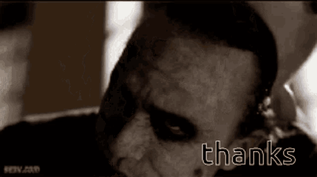 a picture of a clown with the word thanks written below it