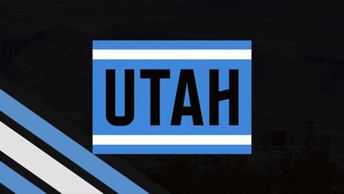 a blue and white square with utah written on it