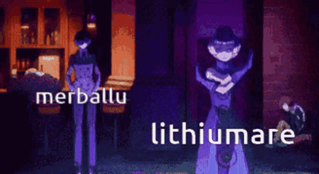merballu and lithiumare are standing next to each other in the dark