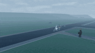 a group of people walking down a road in a video game .