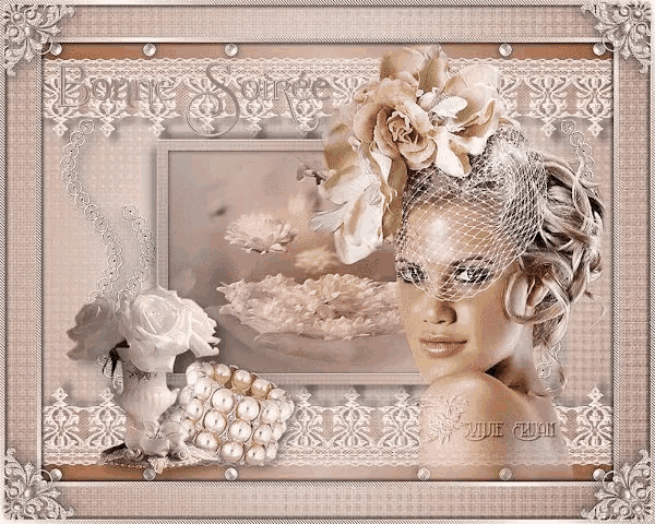 a picture of a woman with a veil on her head and the words bonne soiree on the top
