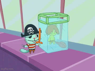 a cartoon character wearing a pirate hat and sword