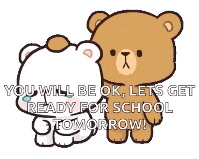 a couple of teddy bears are standing next to each other and talking to each other .