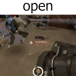 a screenshot of a video game that says open