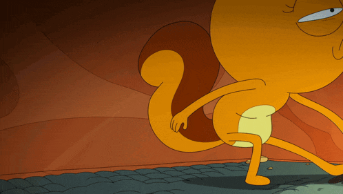 a cartoon drawing of a squirrel standing on a rock