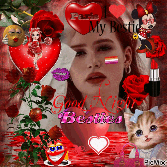 a picture of a woman with a heart that says paris i love my besties on it