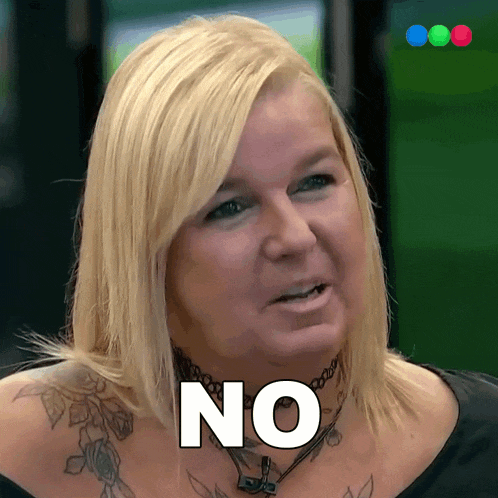 a woman with blonde hair has the word no written on her face