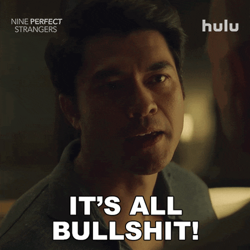 a man says it 's all bullshit in front of a hulu logo