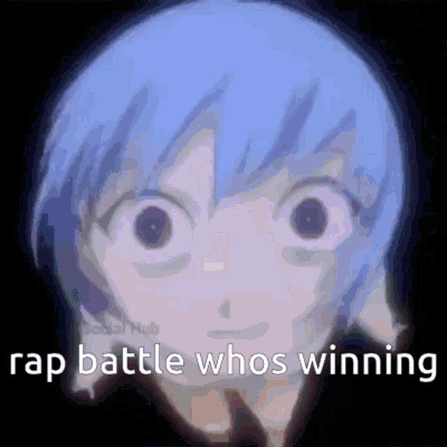 a close up of a person 's face with the words " rap battle whos winning "