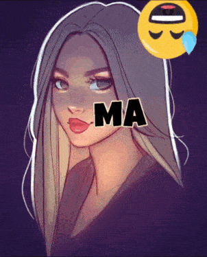 a drawing of a woman with the word ma written on her face