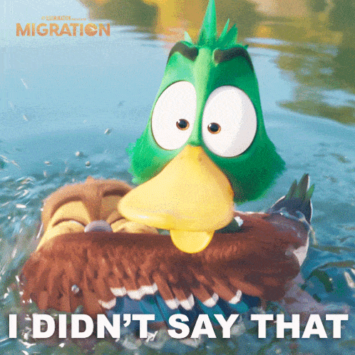 a cartoon duck in the water with the words i did n't say that