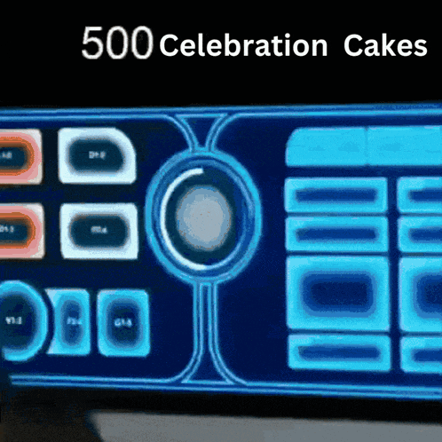 a sign that says 500 celebration cakes with a blue background