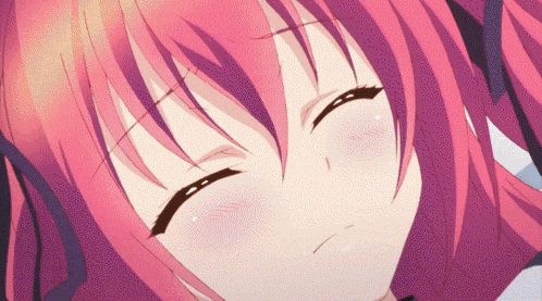 a close up of a anime girl with pink hair