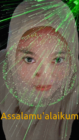 a picture of a woman with the word assalamu ' alaikum on the bottom right