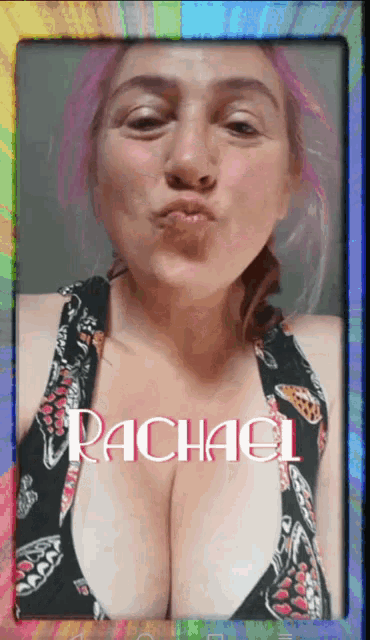 a picture of a woman with the name rachael written on it