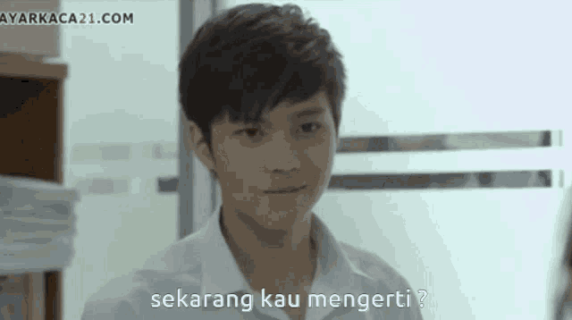 a young man in a white shirt says sekarang kau mengerti ?