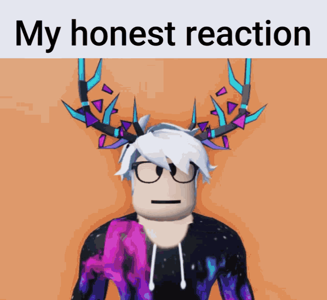 a picture of a boy with antlers and the words " my honest reaction "