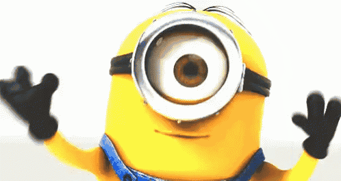 a yellow minion with one eye and a blue shirt