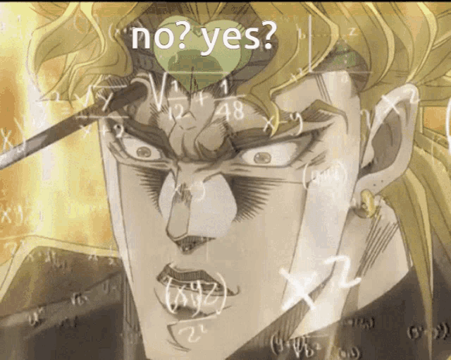 a drawing of a man with the words " no yes " written on it