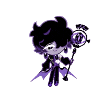 a cartoon character with a purple shield and a purple object