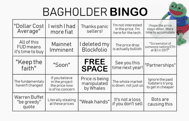 a bagholder bingo with a frog on the right side