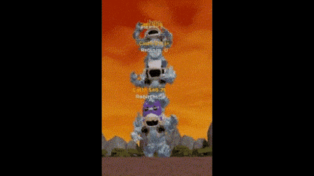 a screenshot of a video game with a totem pole with a bunch of monsters on it