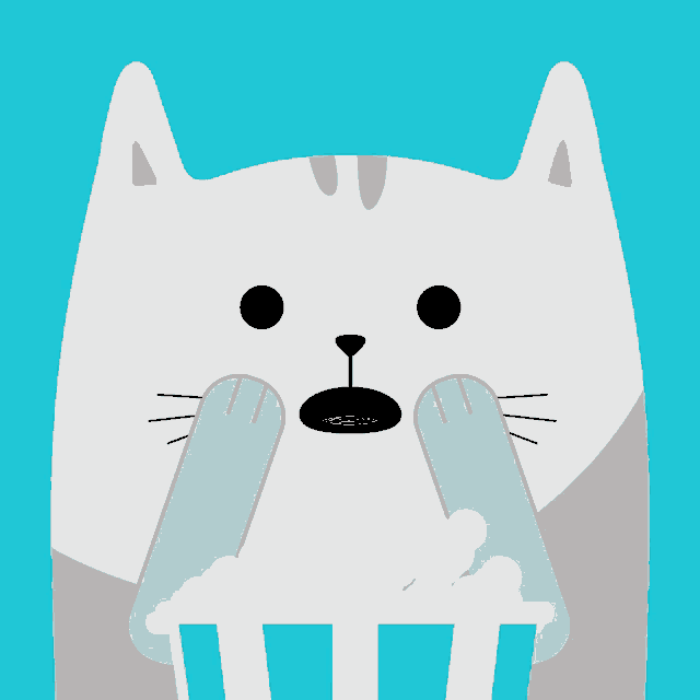 a cartoon cat is eating a bucket of popcorn with a surprised look on its face