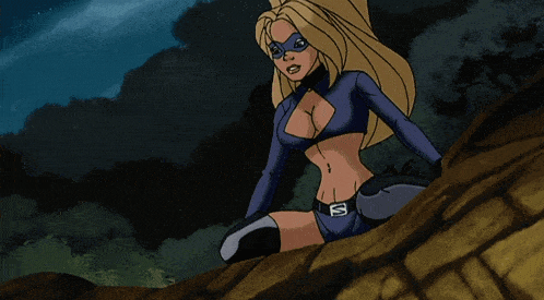 a cartoon drawing of a woman in a superhero costume holding a flashlight