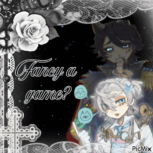 fancy a game is written on a black background