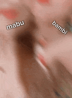 a blurry photo of a person with the words mabu and bambi written on it